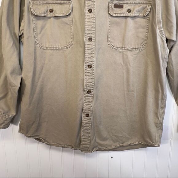 Vintage Men’s Canvas leather patch Carhartt Button up large  100% cotton - Picture 8 of 16